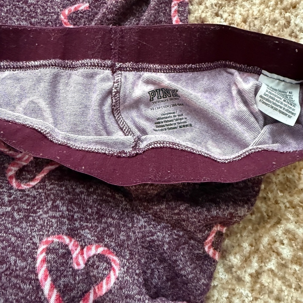 PINK Victoria's Secret Pajama Set with Heart candy cane Design - Picture 3 of 3